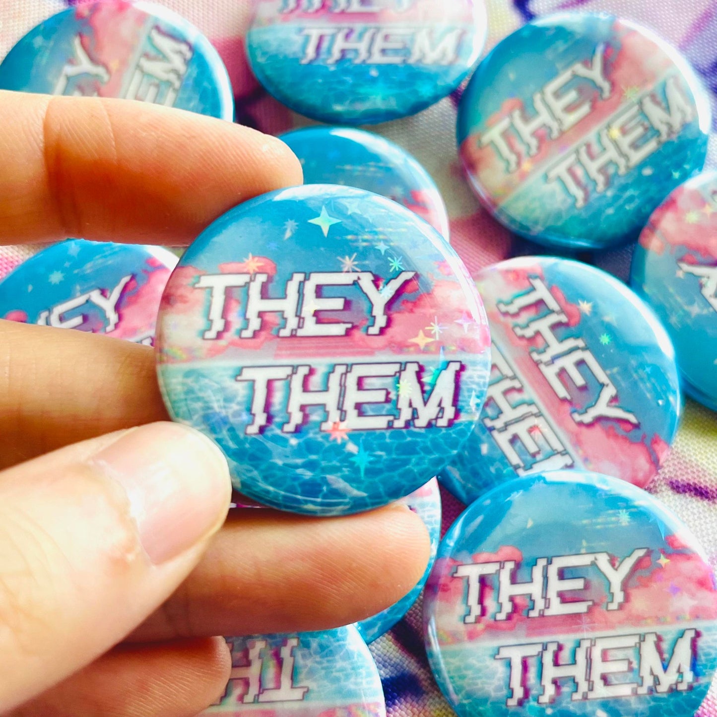 Vaporwave Pronoun Buttons