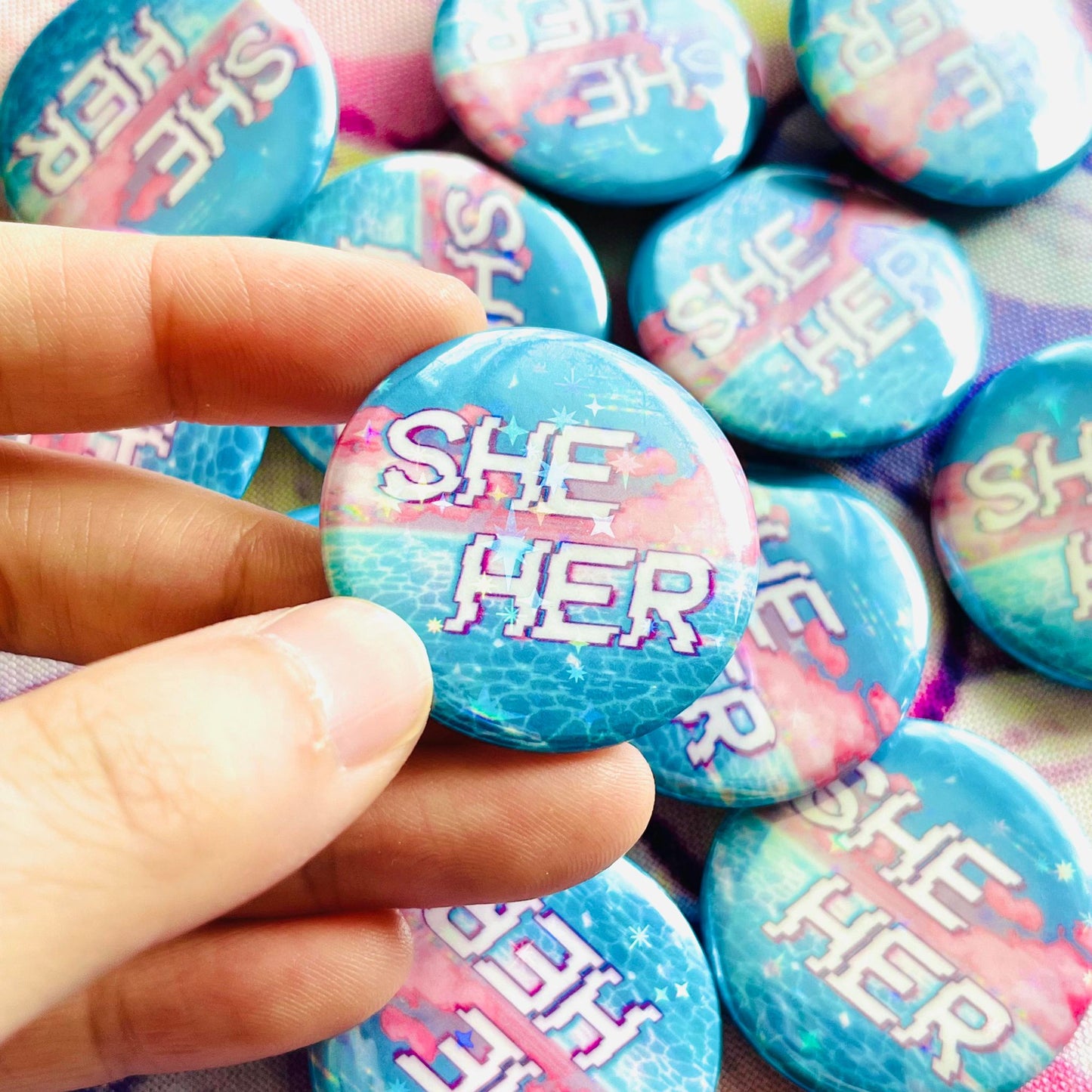 Vaporwave Pronoun Buttons