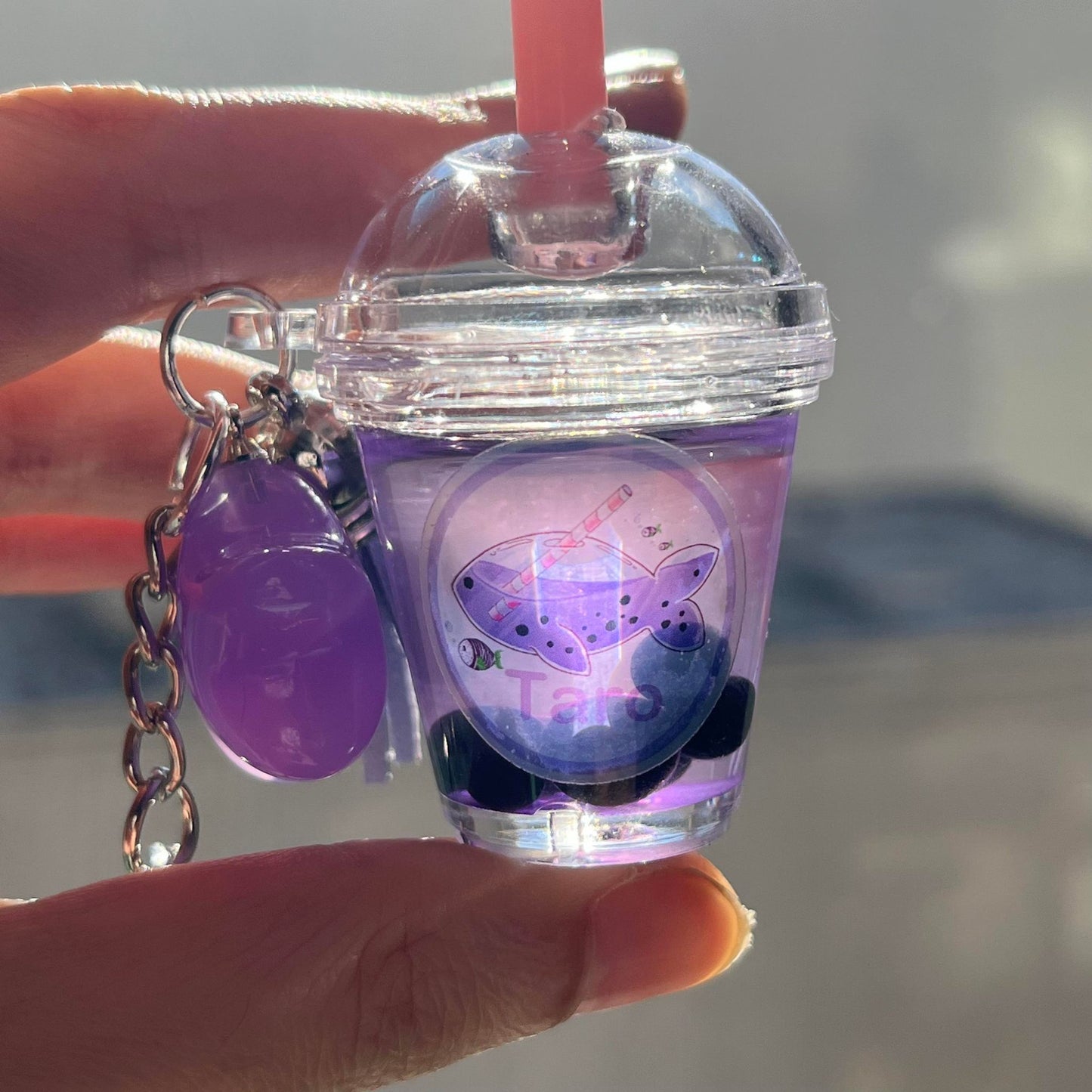 Taro Boba Keychain