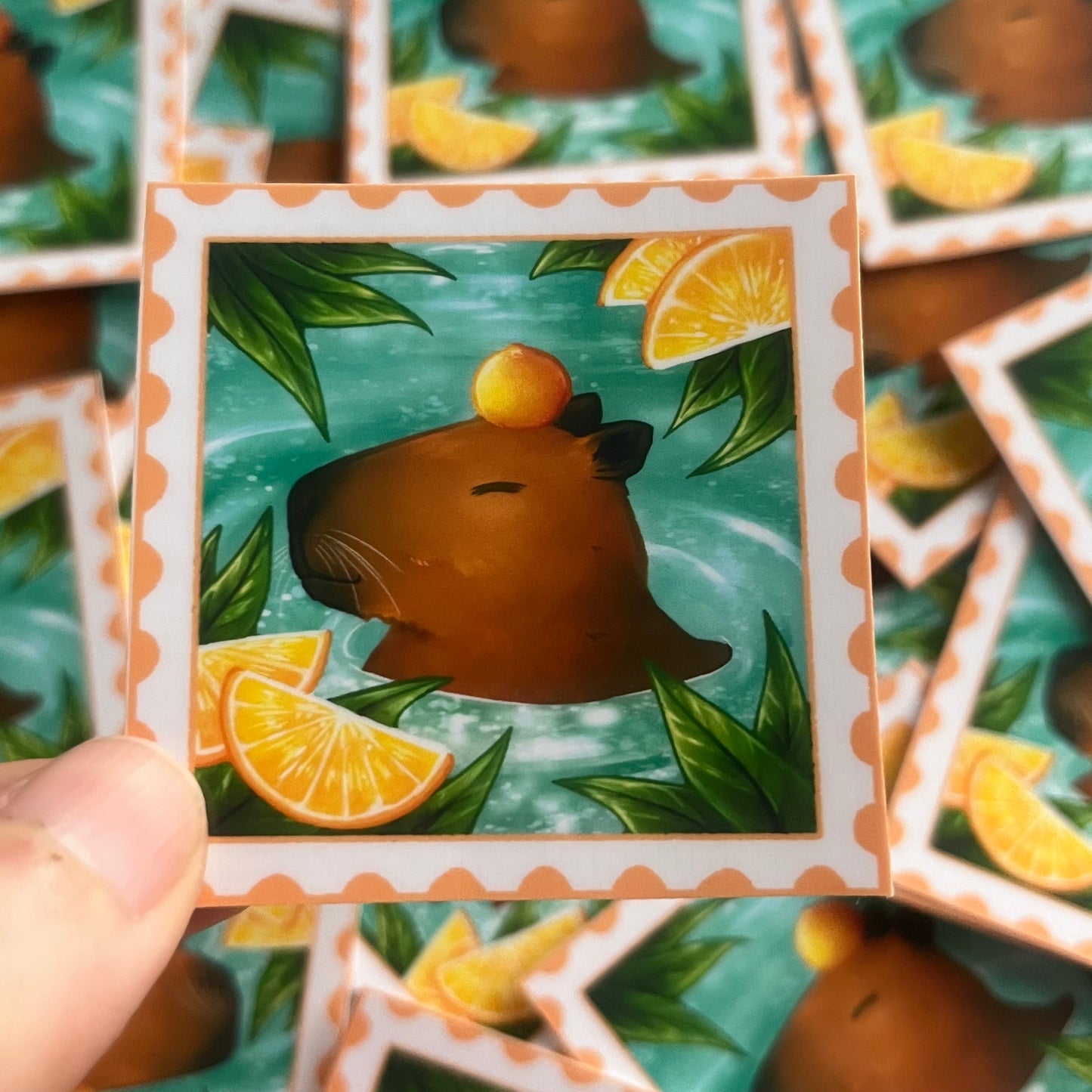 Capybara Orange Sticker