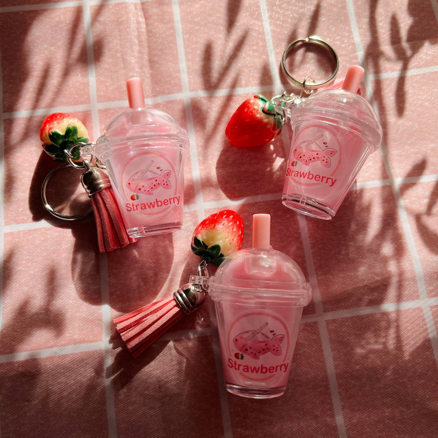 Strawberry Boba Keychain