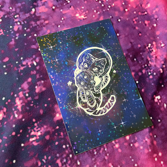 Catstronaunt Holographic Mini Art Print