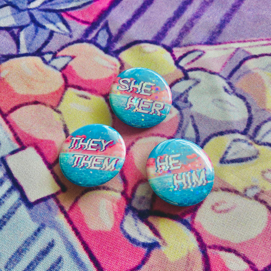 Vaporwave Pronoun Buttons