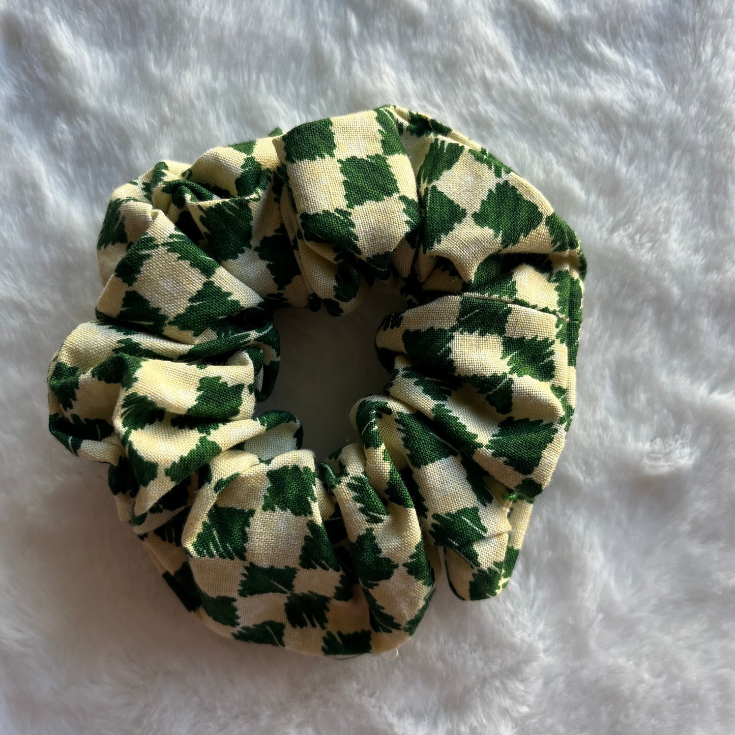 Green Checkered Scrunchy