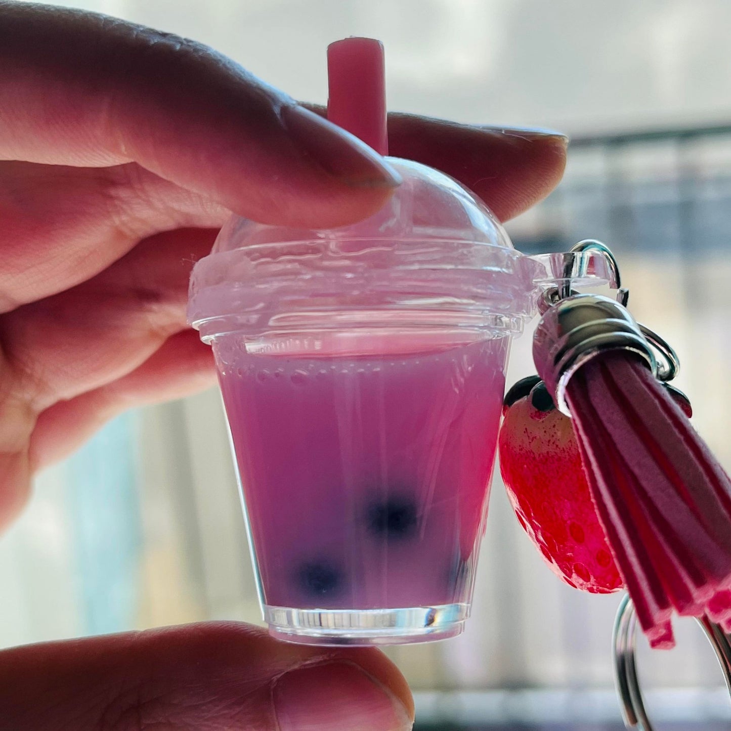 Strawberry Boba Keychain