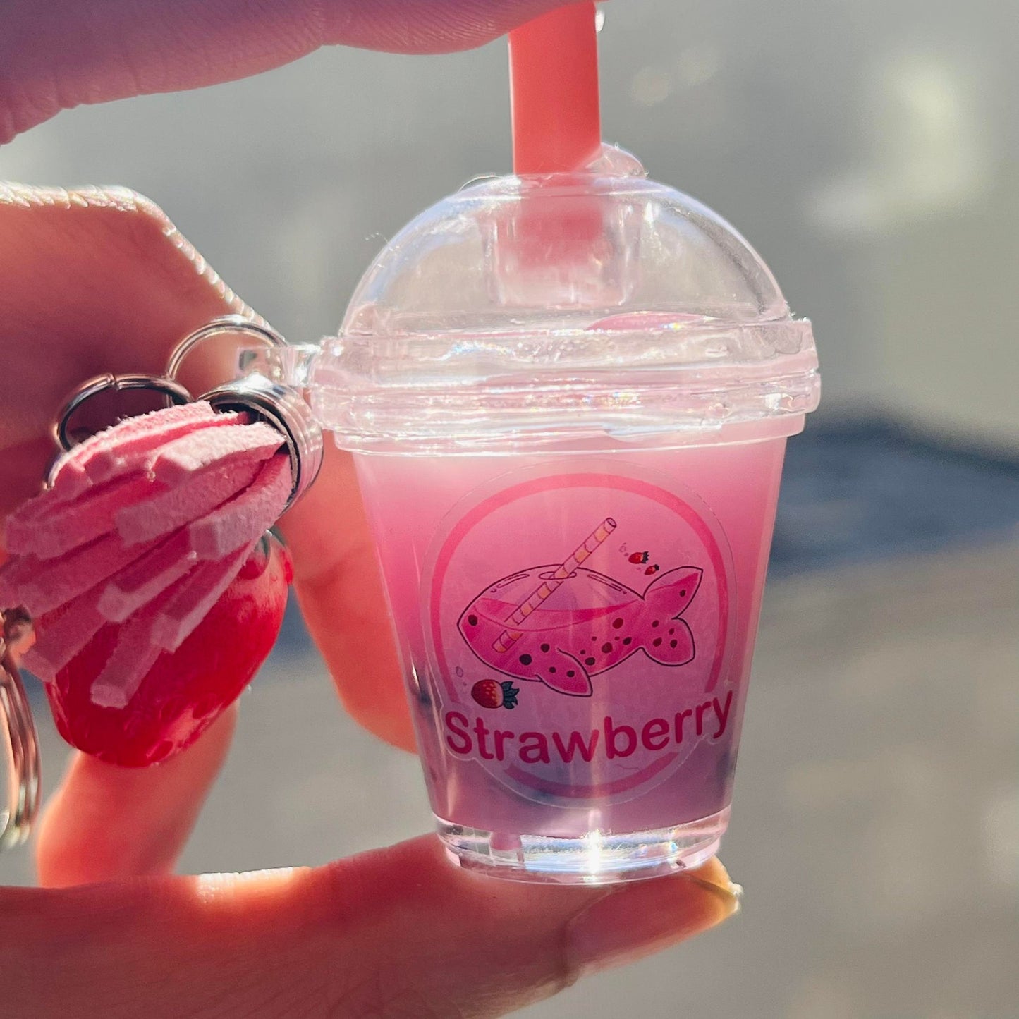 Strawberry Boba Keychain